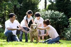 Family with a dog