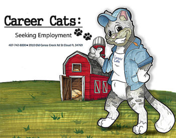 Career cats seeking employment logo and flyer