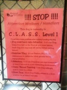 CLASS dog cage sign